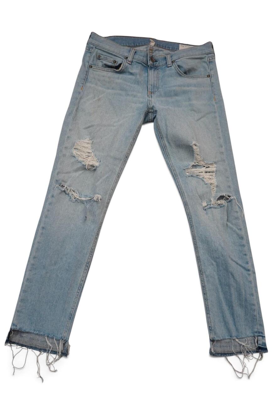 Rag & Bone Jean 27 Dre Skinny Distressed Jeans Marina Wash Released Raw Hem